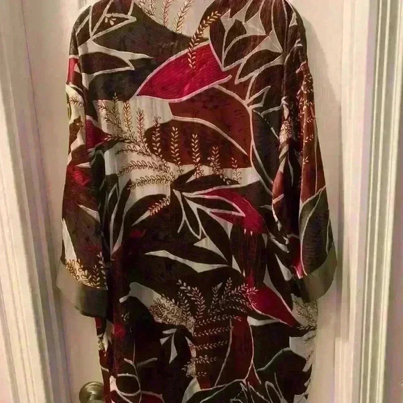 CHICO’S Travelers Kimono Jacket Robe NWT Burnout Jungle Floor Motif Art to Wear - Picture 4 of 6